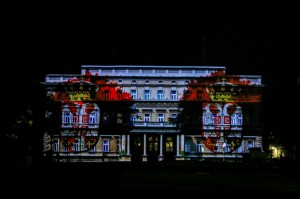 Belgrade Night,light show on the facade of the building of the Old Palace
